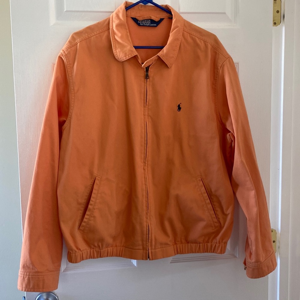 size large light/soft orange polo jacket